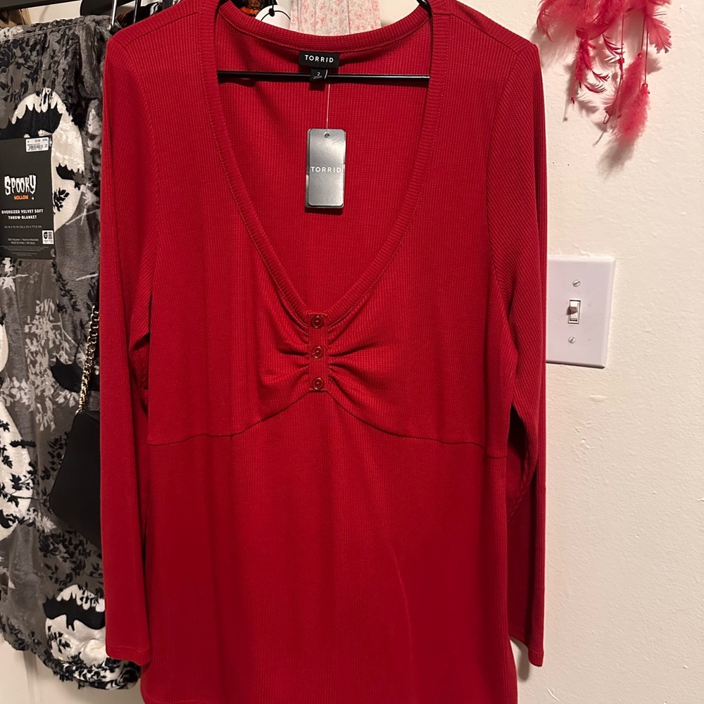 Torrid Vibrant Red Ribbed Knit Top